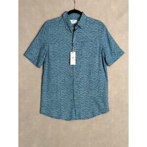 Southern Tide Sports Shirt Abstract Scribble Atlantic Blue Men's Small NEW